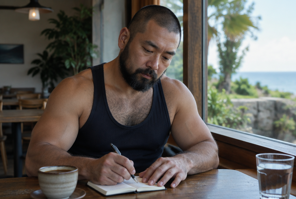 受診前に伝えたいことをノートに整理する男性のイメージ